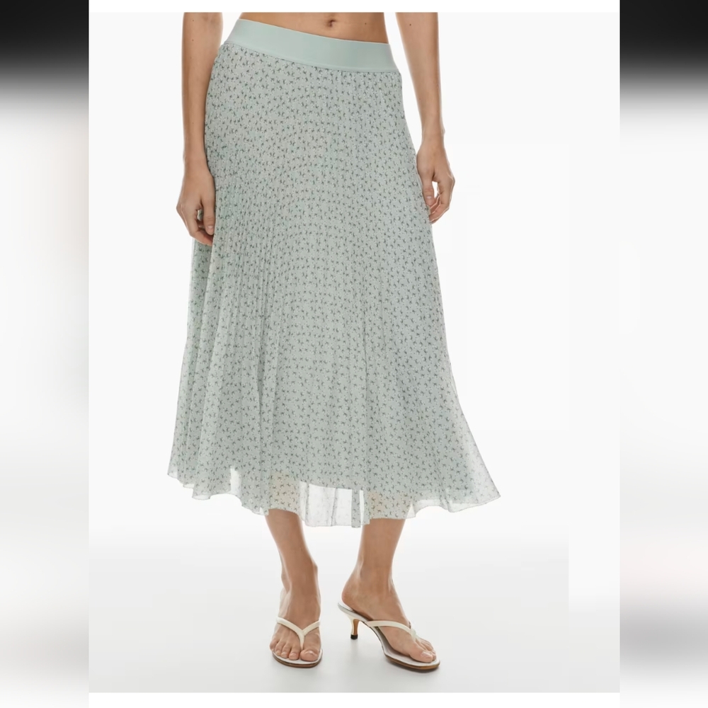 Aritzia Wilfred New Mint Floral Twirl Pleated Skirt Sz L